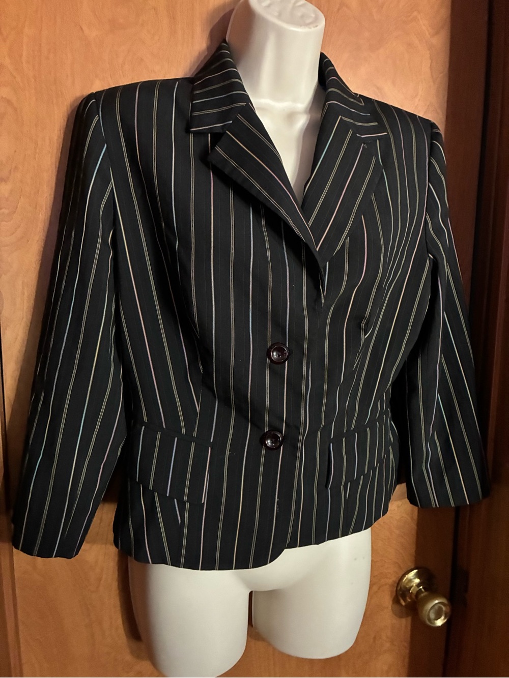 Women's Black Pinstripe Tailored Blazer